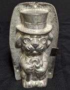 ANTIQUE CHOCOLATE MOLD DOG WITH TOP HAT ANTON REICHE DRESDEN