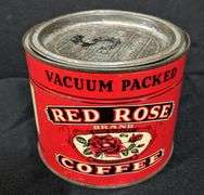 1# COFFEE TIN CAN RED ROSE WESTERN GROCER MILLS MARSHALLTOWN IOWA