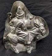 ANTIQUE CHOCOLATE MOLD SANTA SAINT NICK ON DONKEY JACKASS