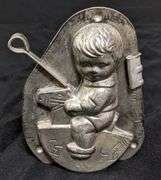ANTIQUE CHOCOLATE MOLD BOY CHILD ON HOBBY ROCKING HORSE ANTON REICHE DRESDEN