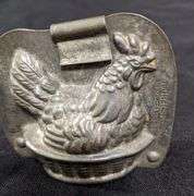 3 ANTIQUE CHOCOLATE MOLDS CHICK HEN CHICKEN SWINE PIG HOG