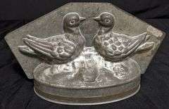 ANTIQUE CHOCOLATE MOLD 2 DOVES OR PIGEONS ON NEST