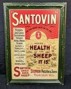 TIN LITHO SIGN "SANTOVIN" MEANS HEALTH FOR SHEEP