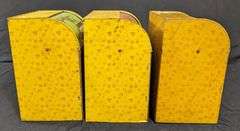 SET OF 3 EARLY TIN LITHO COUNTRY STORE SPICE BINS AMERICAN CAN CO CINNAMON MUSTARD ALLSPICE
