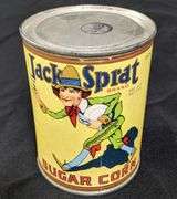 1# 4OZ PAPER LABEL TIN CAN JACK SPRAT SUGAR CORN WESTERN GROCERS MARSHALLTOWN IA