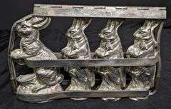 ANTIQUE CHOCOLATE MOLD EASTERBUNNY RABBITS REBUILT 1937 BY EPPELSHEIMER & CO NY