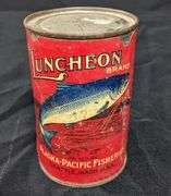 1# PAPER LABEL TIN CAN LUNCHEON BRAND SALMON ALASKA PACIFIC FISHERIES SEATTLE WA