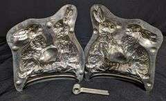 ANTIQUE CHOCOLATE MOLD DOUBLE EASTER BUNNY RABBITS