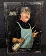 TOC TIN SIGN ILLINOIS SPRINGFIELD WATCHES "RAILROAD TRAIN ENGINEER"