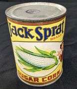 1# 4OZ PAPER LABEL TIN CAN JACK SPRAT SUGAR CORN WESTERN GROCERS MARSHALLTOWN IA