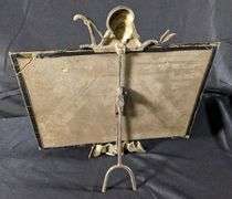 ANTIQUE GLASS SIGN & BRASS BLACK AMERICANA SIGN HOLDER