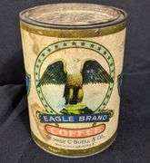 1# CARDBOARD COFFEE CAN EAGLE BRAND GEORGE C BUELL CO ROCHESTER & AUBURN NEW YORK
