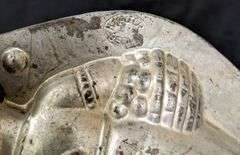 ANTIQUE CHOCOLATE MOLD PORTLY LADY WITH A BASKET OF BISCUITS