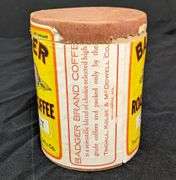 CARDBOARD 1# CONTAINER BADGER BRAND ROASTED COFFEE TINDALL KOLBE MCDOWELL MILWAUKEE WI