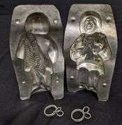 ANTIQUE CHOCOLATE MOLD BOY WITH BLANKET & TOY SAILBOAT