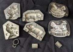 3 ANTIQUE CHOCOLATE MOLDS CHICK HEN CHICKEN SWINE PIG HOG