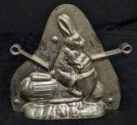 ANTIQUE CHOCOLATE MOLD EASTER BUNNY RABBIT RIDING VESPA STYLE SCOOTER SCHW. GMUND
