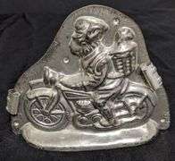 ANTIQUE CHOCOLATE MOLD EASTER BUNNY RABBIT RIDING MOTORCYCLE