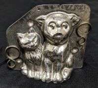 ANTIQUE CHOCOLATE MOLD DOG & CAT PUPPY & KITTEN