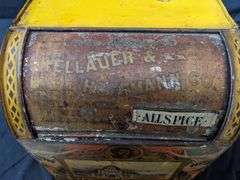EARLY TIN LITHO COUNTRY STORE SPICE BIN WELLAUER & HOFFMAN MILWAUKEE WI