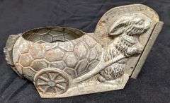 ANTIQUE CHOCOLATE MOLD EASTER BUNNY RABBIT PULLING EGG WAGON ANTON REICHE DRESDEN