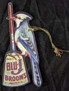 2 SIDED CARDSTOCK FAN PULL SIGN MERKLE'S BLU-J BROOMS PARIS ILLINOIS