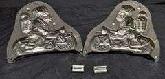 ANTIQUE CHOCOLATE MOLD EASTER BUNNY RABBIT RIDING MOTORCYCLE
