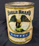 1# CARDBOARD COFFEE CAN EAGLE BRAND GEORGE C BUELL CO ROCHESTER & AUBURN NEW YORK