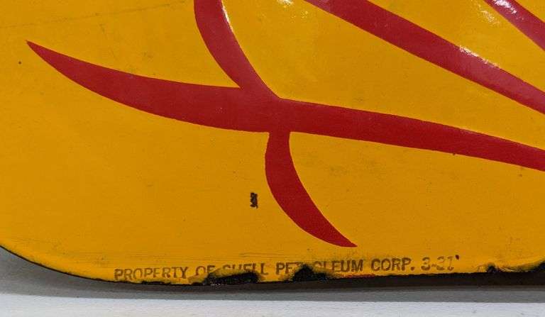 PORCELAIN SIGN SHELL GASOLINE (2 SIDED) (DATED 1931)