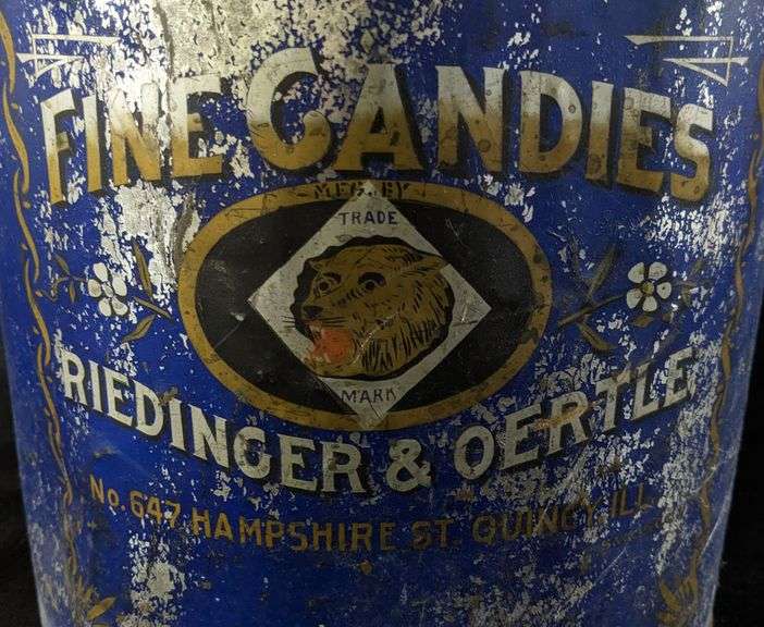 REIDINGER & OERTLE FINE CANDIES TIN QUINCY ILLINOIS
