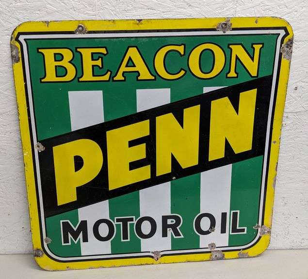 PORCELAIN SIGN BEACON PENN MOTOR OIL (SIDED)