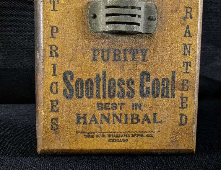 WOOD THERMOMETER P.H. & J.T. RUTHERFORD COAL FEED ICE HANNIBAL MISSOURI