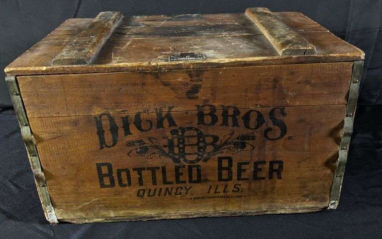 PRE PRO WOOD BEER CRATE CASE DICK BROS BOTTLED BEER QUINCY ILLINOIS