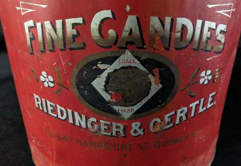 RIEDINGER & OERTLE FINE CANDIES TIN QUINCY ILLINOIS