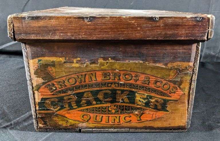 PAPER LABEL WOOD CRATE BROWN BRO'S & CO CRACKERS QUINCY ILLINOIS