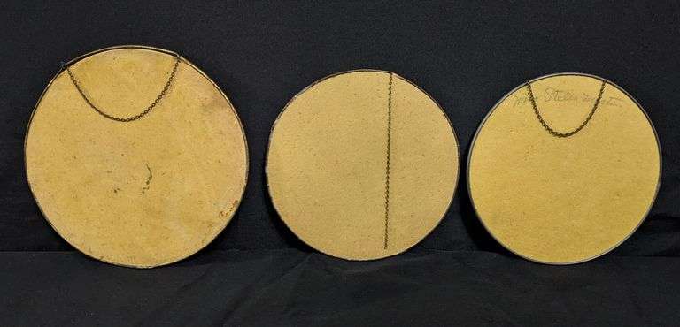 3 ANTIQUE VICTORIAN CHIMNEY FLUE COVERS YOUNG WOMEN