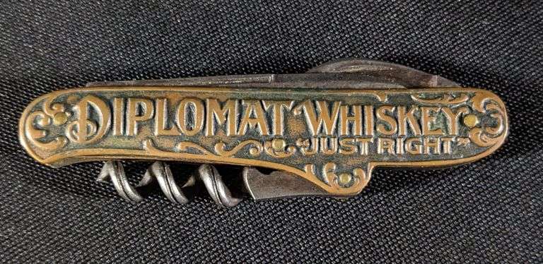 PRE PRO CORKSCREW BOTTLE OPENER POCKET KNIFE DIPLOMAT WHISKEY GLASNER & BARZEN CO KANSAS CITY MO