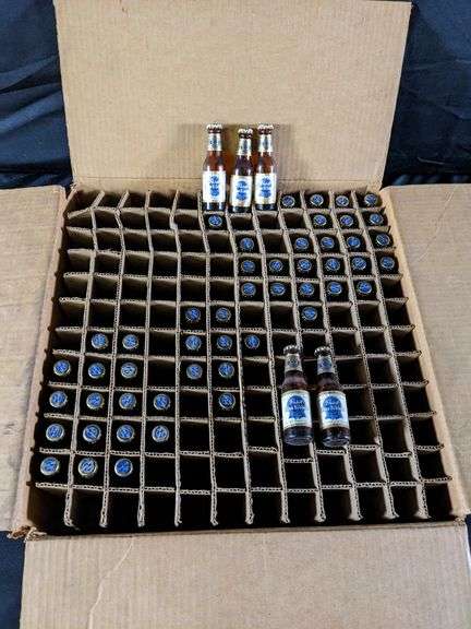 CASE OF 54 VINTAGE MINIATURE PABST BLUE RIBBON BEER PAPER LABEL BOTTLES