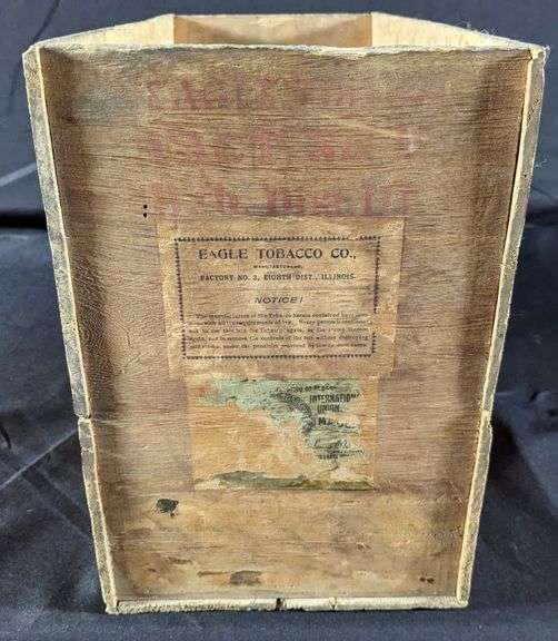 EAGLE TOBACCO CO QUINCY TWIST WOOD TOBACCO CRATE QUINCY ILLINOIS
