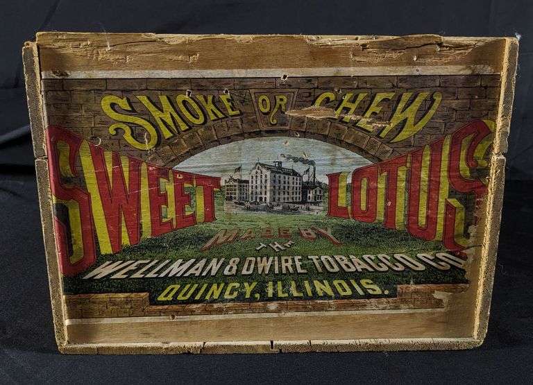 PAPER LABEL WOOD CRATE SWEET LOTUS TOBACCO QUINCY ILLINOIS