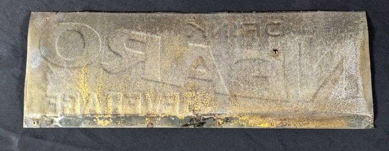EMBOSSED TIN PROHIBITION ERA SIGN DRINK NEARO BEVERAGE DICK BRO'S BREWING QUINCY ILLINOIS