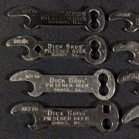 8 DIFFERENT DICKS BREWING BEER BOTTLE OPENERS QUINCY ILLINOIS