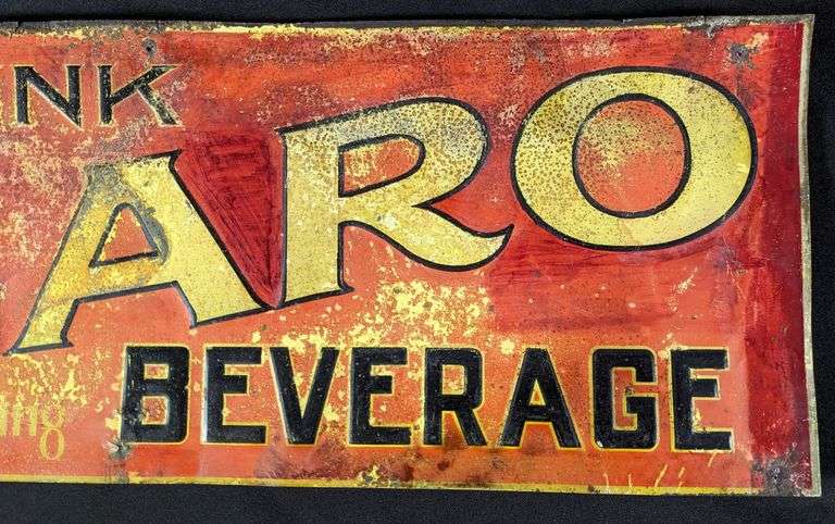 EMBOSSED TIN PROHIBITION ERA SIGN DRINK NEARO BEVERAGE DICK BRO'S BREWING QUINCY ILLINOIS