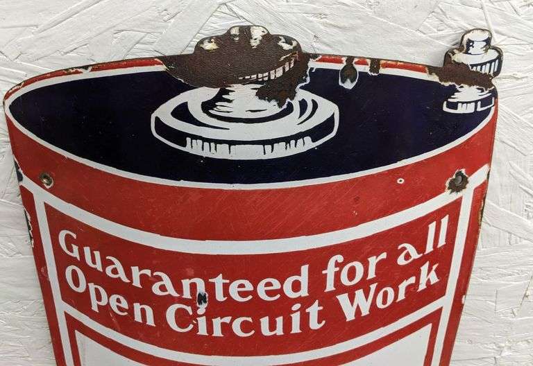 PORCELAIN CURVED CORNER SIGN RED SEAL DRY BATTERY