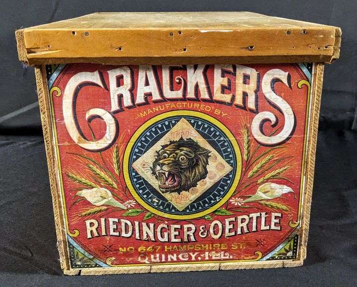 PAPER LABEL WOOD CRATE RIEDINGER & OERTLE CRACKERS QUINCY ILLINOIS