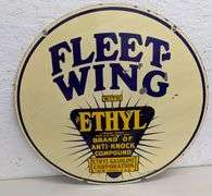 PORCELAIN SIGN FLEET WING ETHYL GASOLINE (2 SIDED)