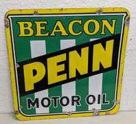 PORCELAIN SIGN BEACON PENN MOTOR OIL (SIDED)