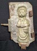 ANTIQUE EASTER FEMALE EASTER BUNNY RABBIT WEARING BONNET CHOCOLATE MOLD