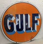 PORCELAIN SIGN GULF GASOLINE (2 SIDED)