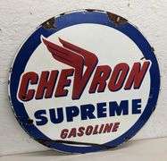 PORCELAIN SIGN CHEVRON SUPREME GASOLINE (2 SIDED)